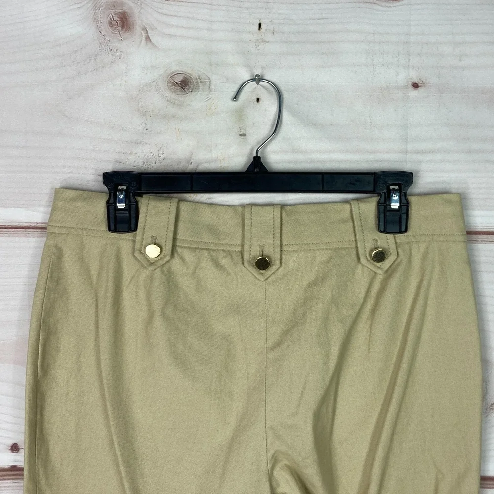 Tory Burch Pants Womens 8 Beige Ankle Chino Straight Leg Mid Rise Cotton Stretch